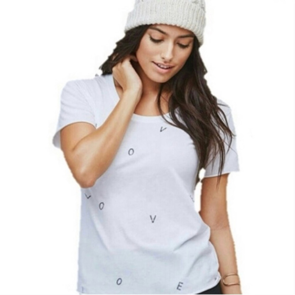 FABLETICS White Grey Love Soft Workout Casual Crewneck Graphic Short Sleeve Top